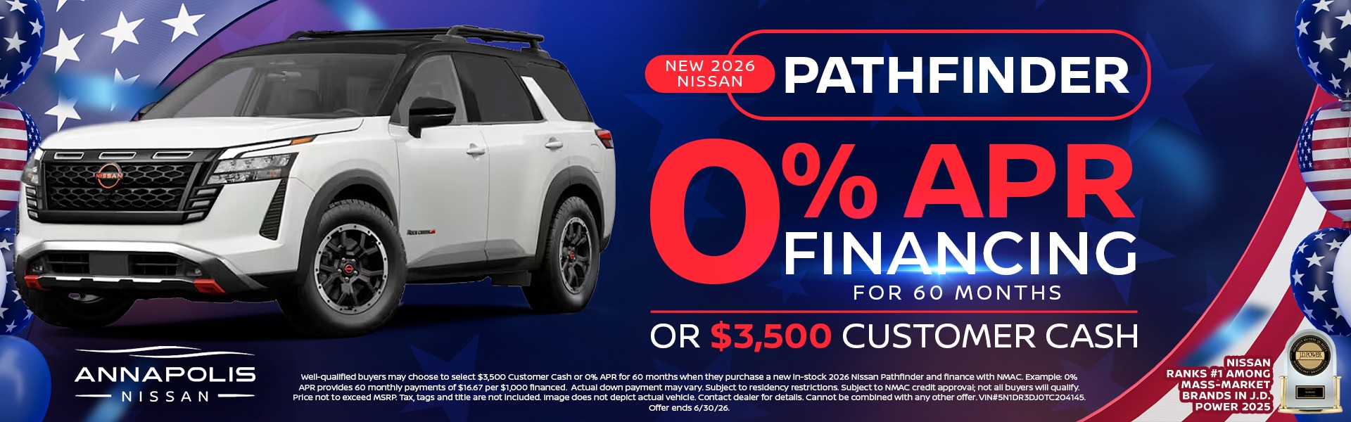 2026 Nissan Pathfinder 0% for 60 months or $3,500 Cash