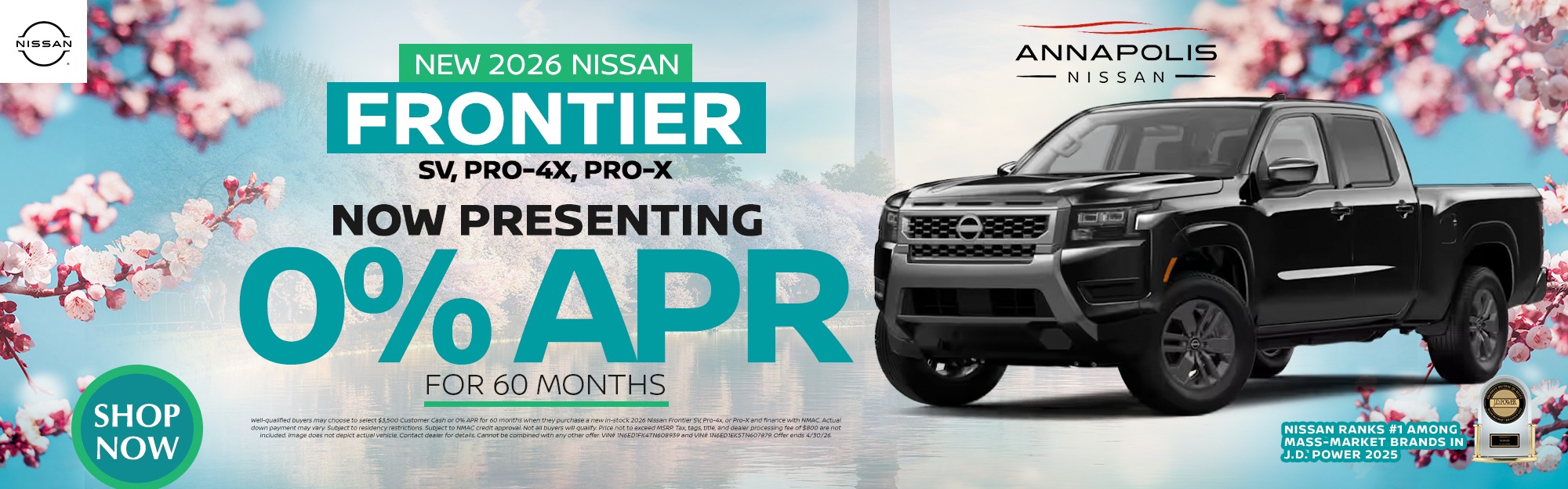 2026 Nissan Frontier   0% for 60 months