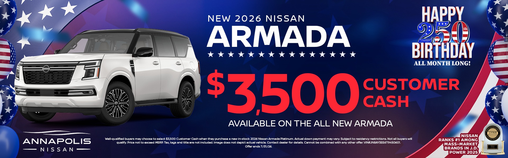 $3,500 Customer Cash available on the All new Armada