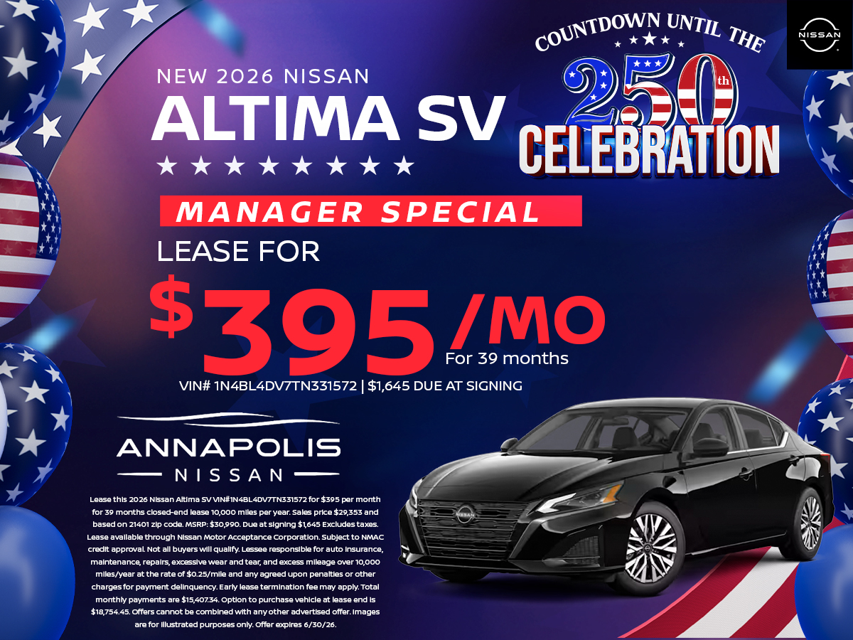 Special offer on 2026 Nissan Altima Get a new Nissan Altima!