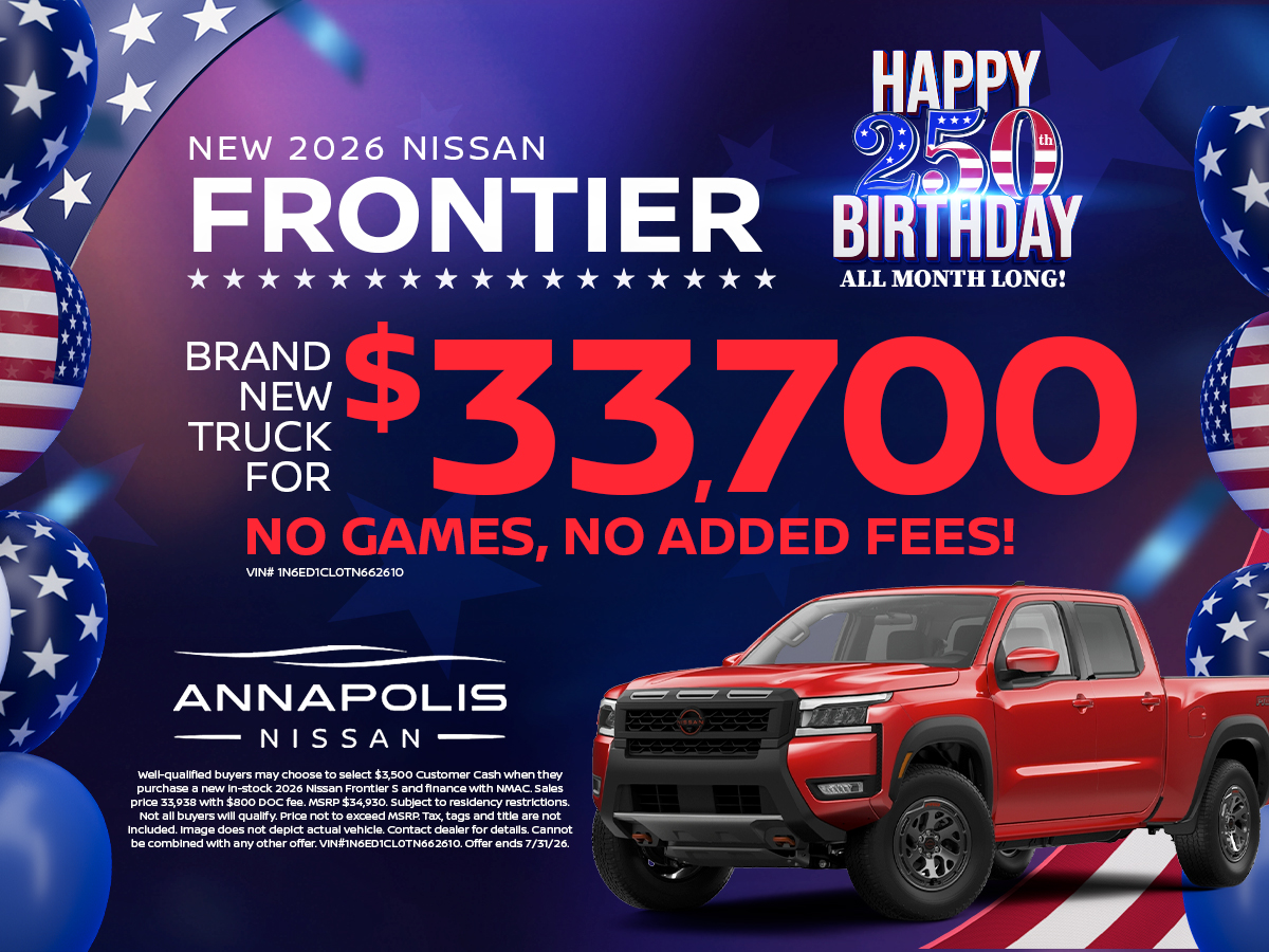 Special offer on 2026 Nissan Frontier Get a new Nissan Frontier!