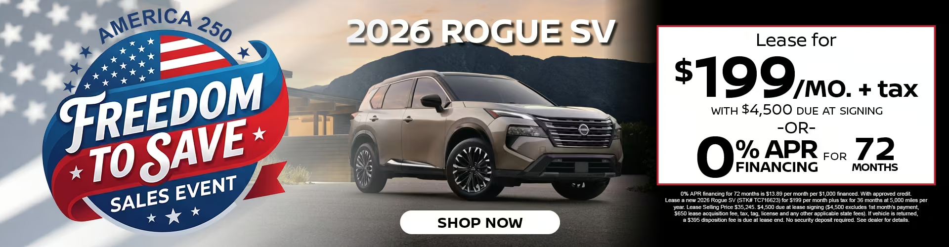Bella Nissan of Union City new 2026 Nissan Rogue SV Sales Event