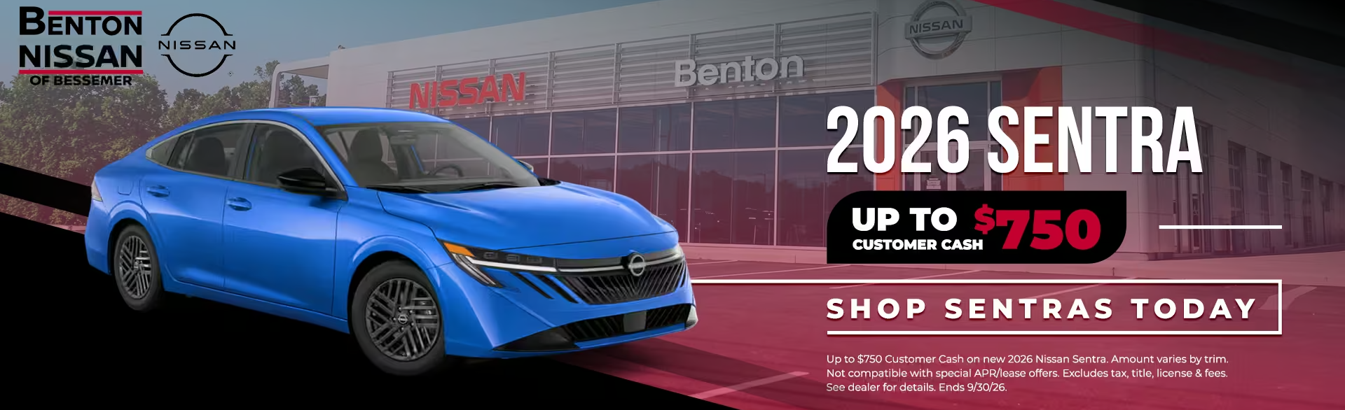 2026 Sentra up to $750 Customer Cash