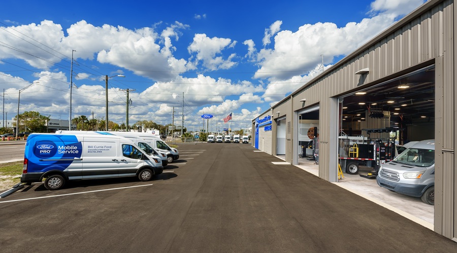 Ford Pro Elite Service Center Exterior of Bill Currie Ford in Tampa FL