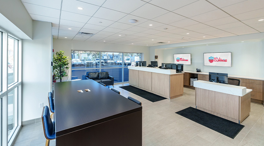Service Waiting Room Interior at Bill Currie Ford Pro Elite Service Center in Tampa FL