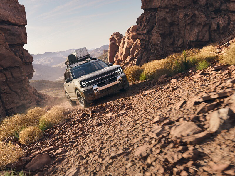 Ford Bronco Sport driving up desert road from Ford Dealer near Town 'N' Country FL