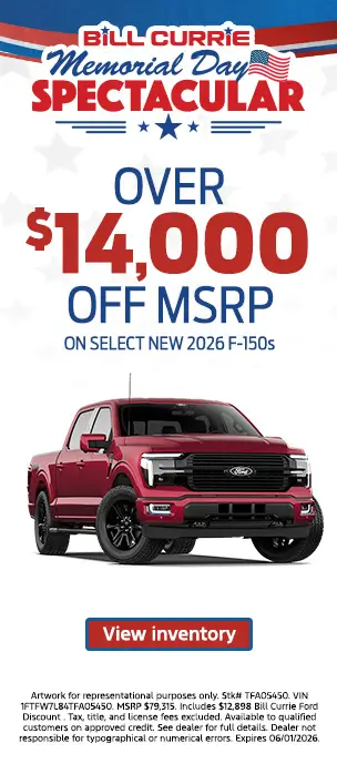 Bill Currie Ford Over $14,000 Off MSRP On Select 2026 F-150s