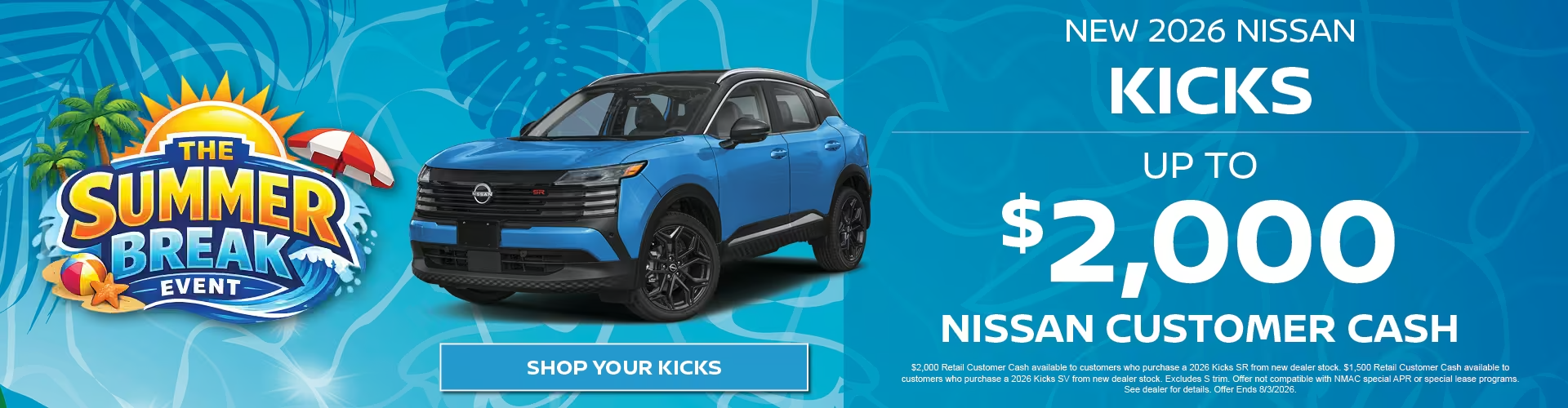 $2,000 Nissan Customer Cash on 2026 Nissan Kicks