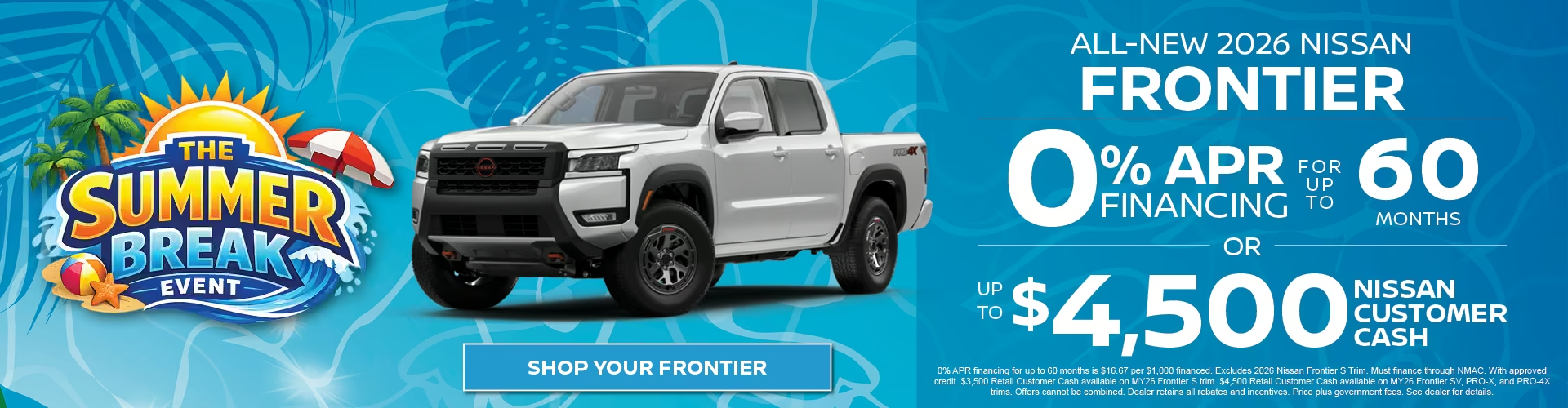 New 2026 Nissan Frontier Finance Offer
