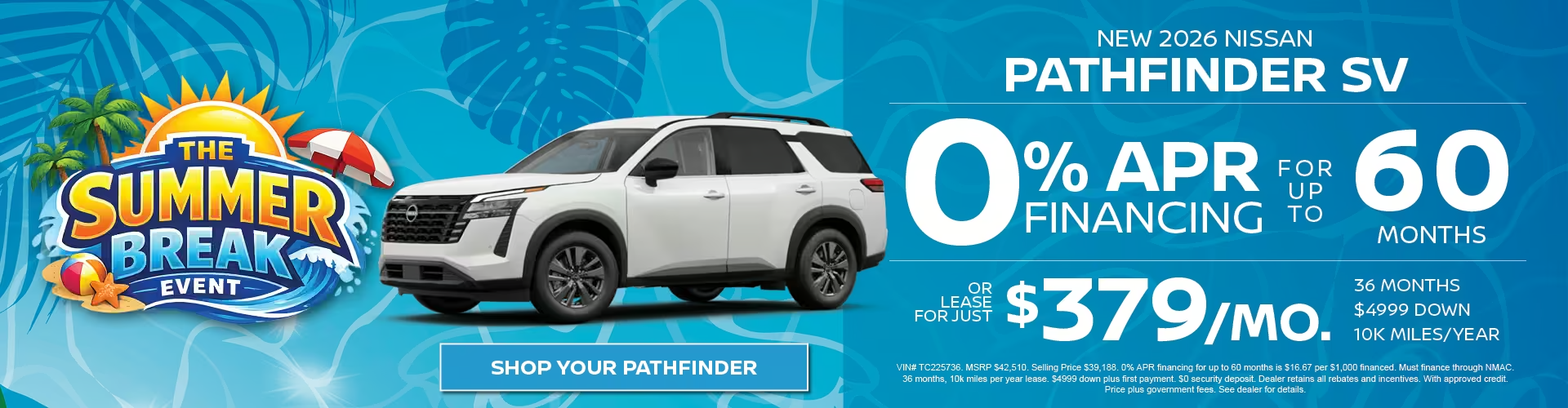 New 2026 Nissan Pathfinder SV Finance Offer