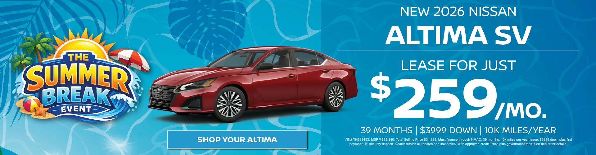 New 2026 Nissan Altima Lease Offer