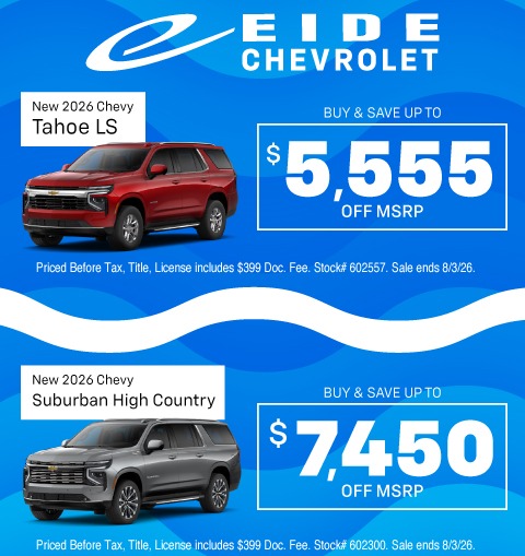 2026 Chevrolet Tahoe and Suburban Savings