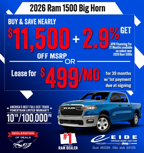 Save big on 2026 Ram 1500's