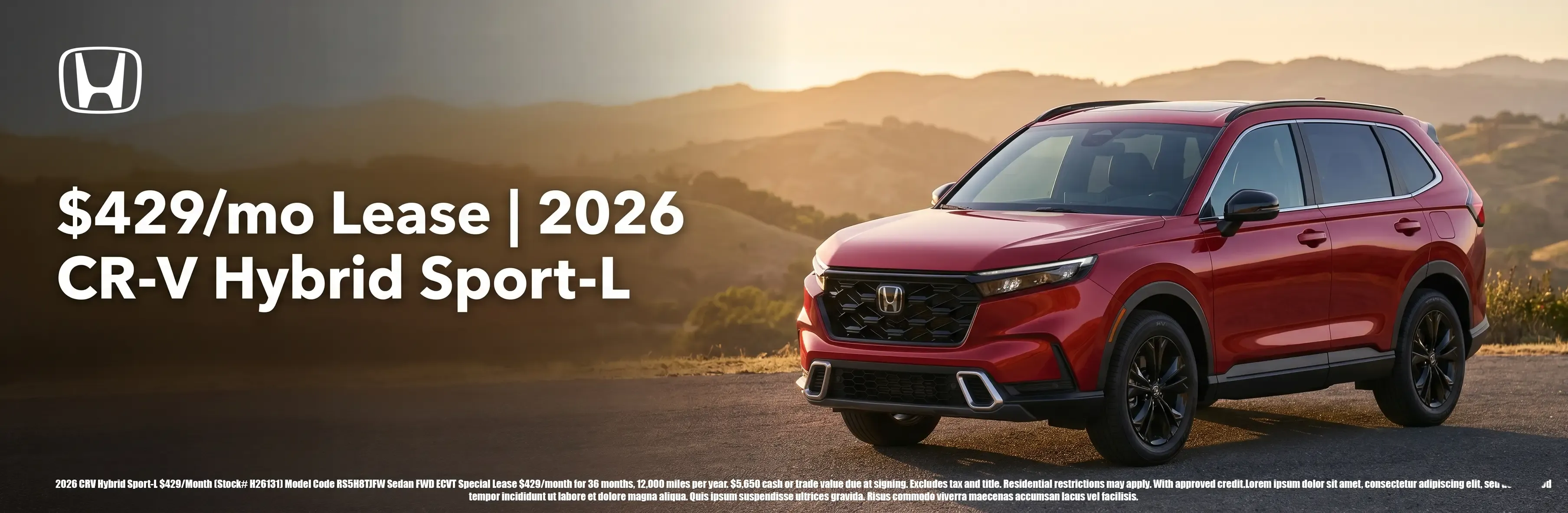 Honda 2026 CR-V Hybrid Sport-L lease for 429 dollars a month special offer