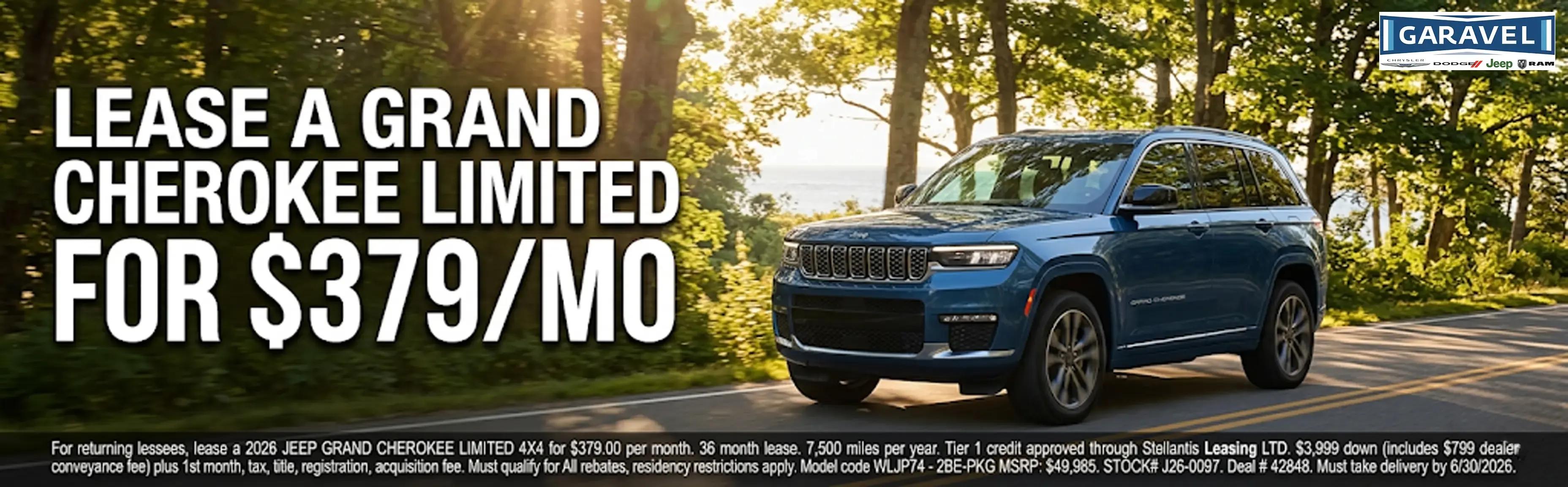 Lease a 2026 Jeep Grand Cherokee Limited for $379 a month at Garavel.