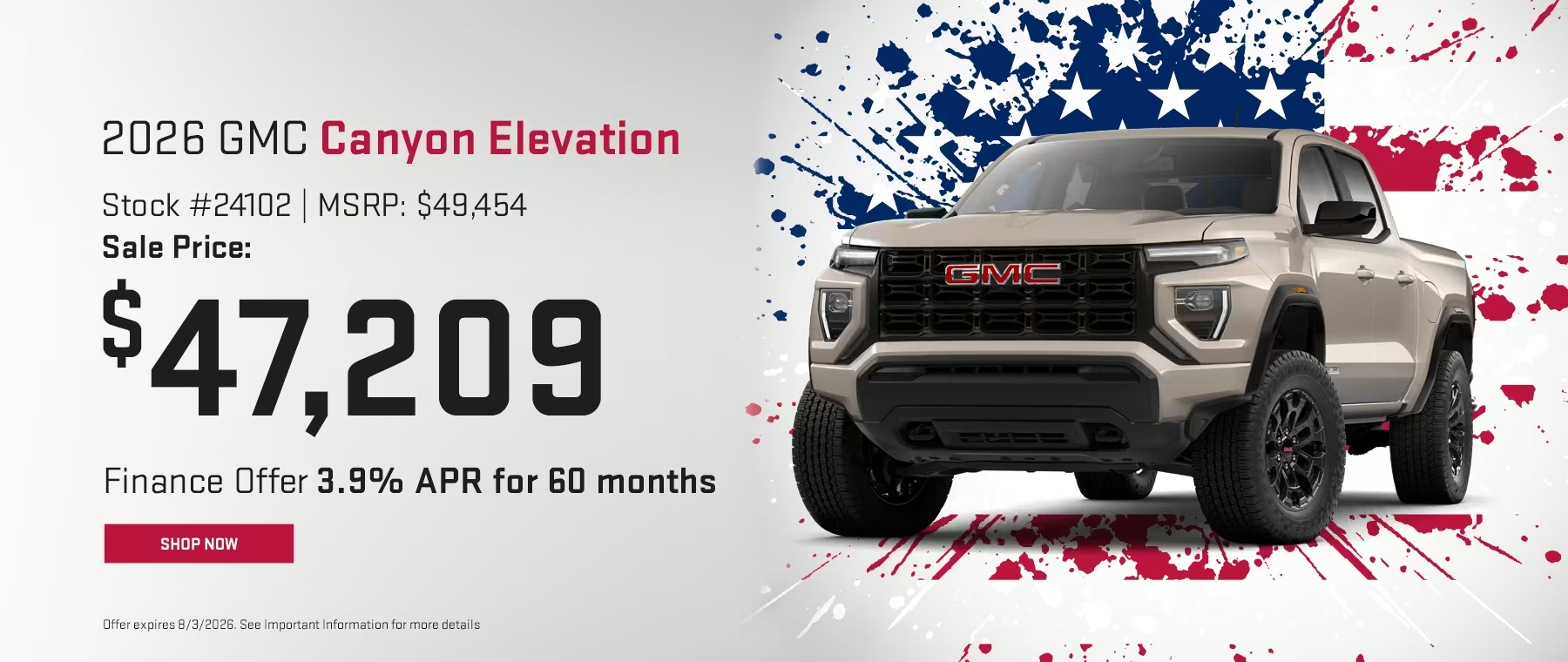 2026 GMC Canyon Elevation for $47,209