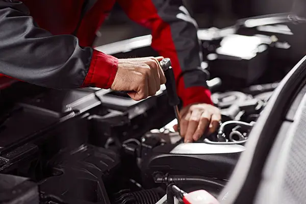 Vehicle being carefully serviced