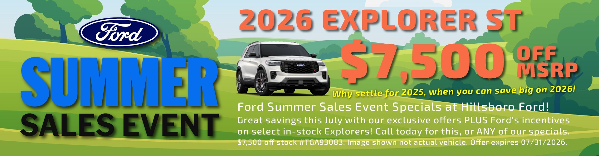 Hillsboro Ford Sales Special - HUGE Savings on In-Stock 2026 Explorer Models!