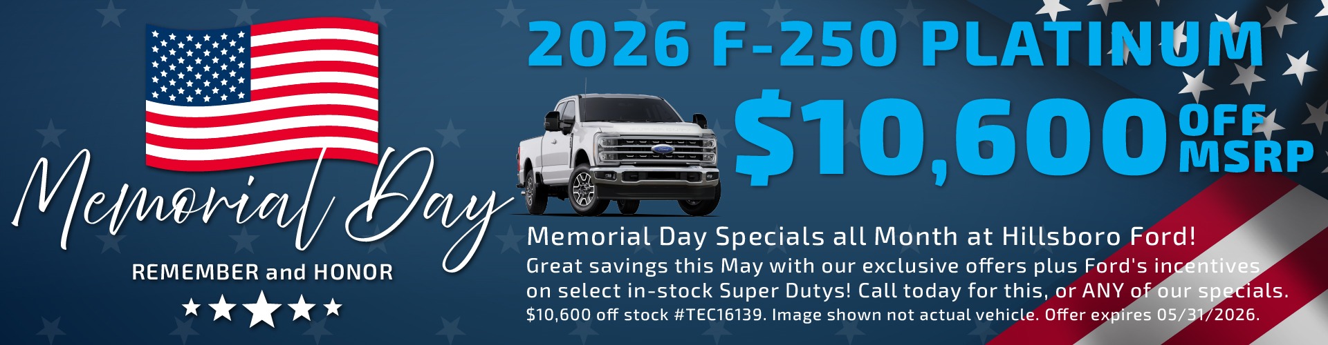 Hillsboro Ford Sales Special - HUGE Savings on In-Stock 2026 Super Duty Models!