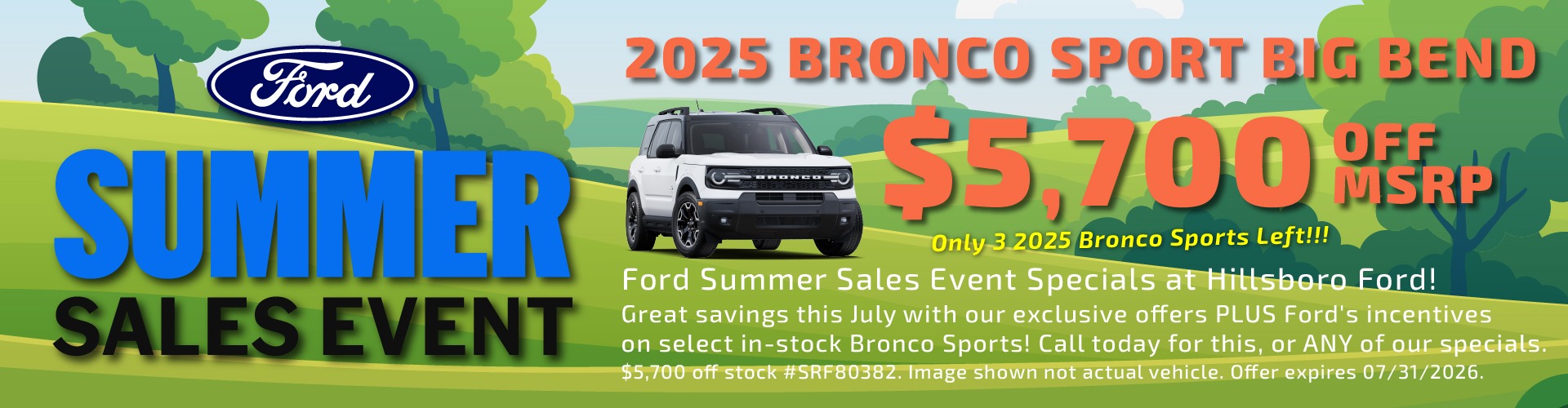 Hillsboro Ford Sales Specials - BIG Savings on ALL 2025 Ford Bronco Sports!