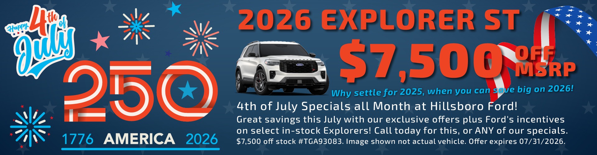 Hillsboro Ford Sales Special - HUGE Savings on In-Stock 2026 Explorer Models!