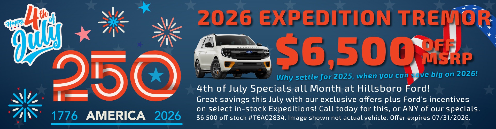 Hillsboro Ford Sales Special - HUGE Savings on In-Stock 2026 Expedition Models!