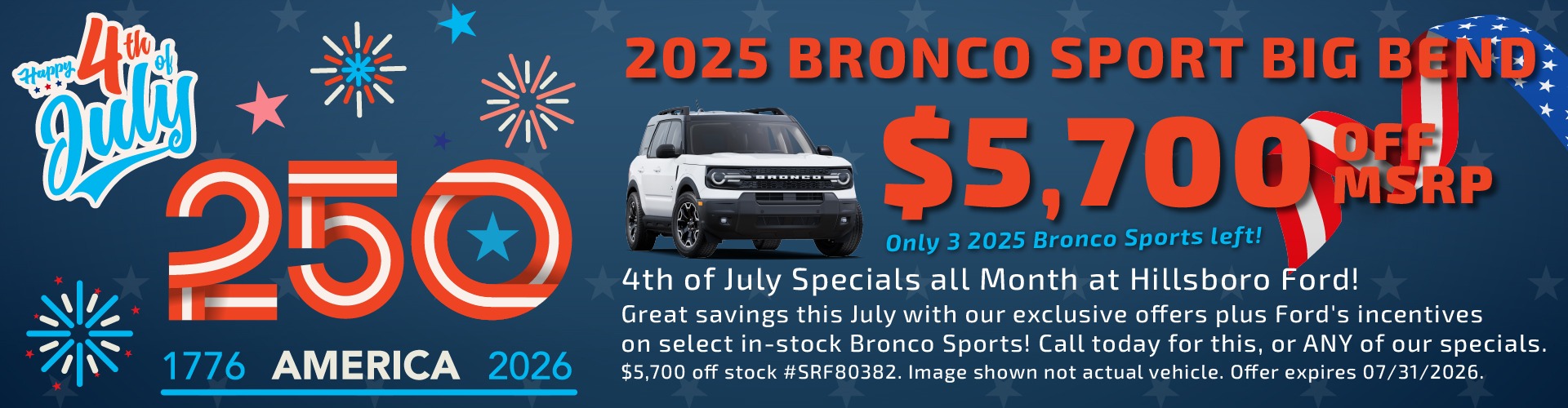 Hillsboro Ford Sales Specials - BIG Savings on ALL 2025 Ford Bronco Sports!