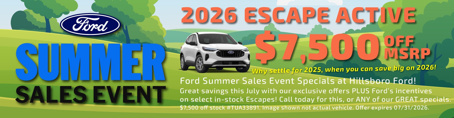 Hillsboro Ford Sales Special - HUGE Savings on In-Stock 2026 Escape Models!