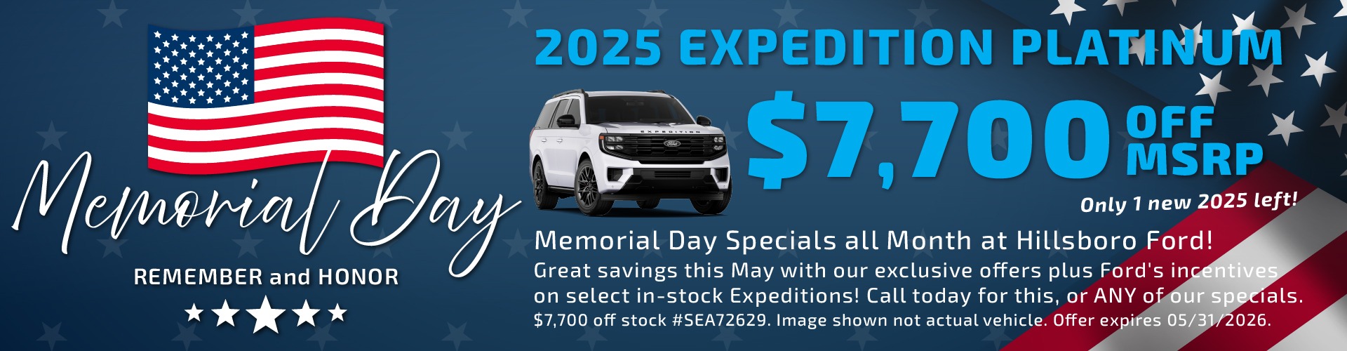Hillsboro Ford Sales Special - HUGE Savings on In-Stock 2025 & 2026 Expedition Models!