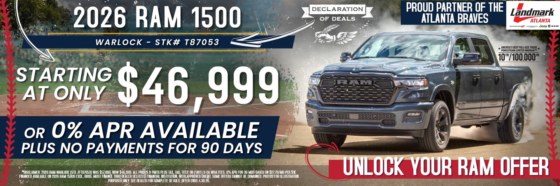 2026 Ram 1500 Warlock - Starting At $46,999 OR 0% APR Is Available + No Payments For 90 Days