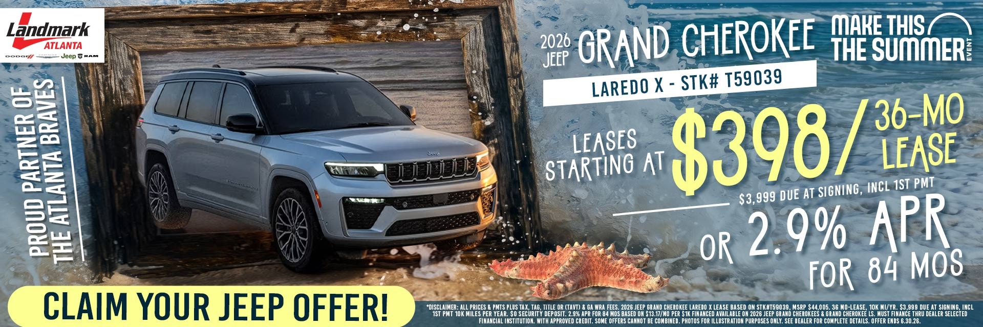 2026 Jeep Grand Cherokee Laredo X - Leases Starting At $398/mo For 36 MOs OR 2.9% APR For 84 MOs