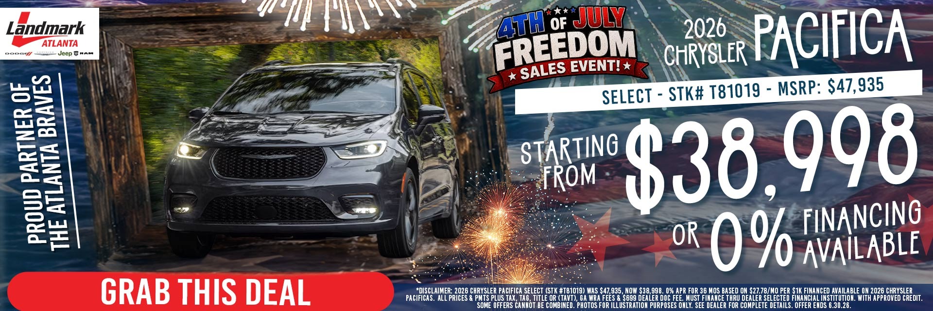 2026 Chrysler Pacifica Select - Starting From $38,998 OR 0% Financing Available