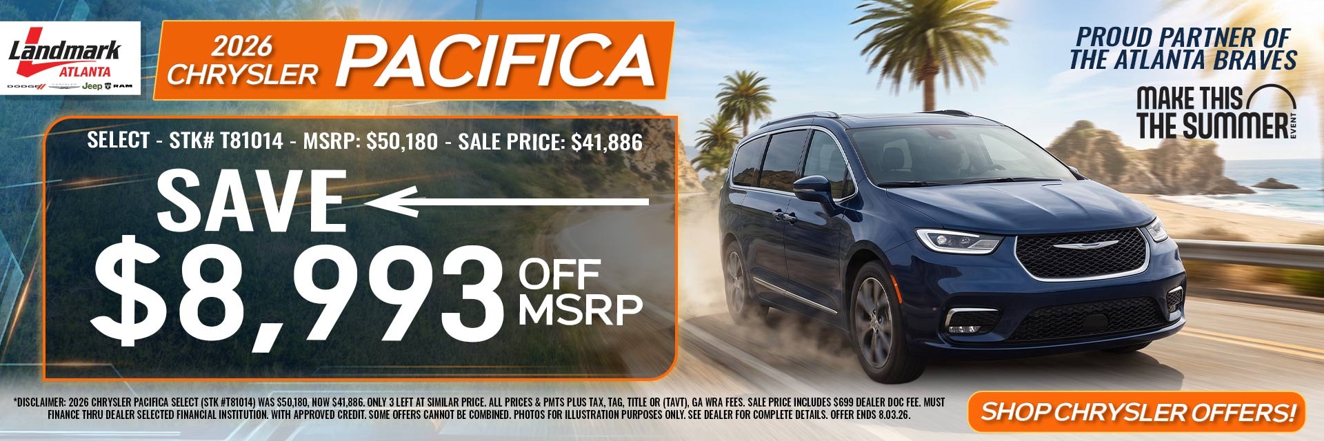 2026 Chrysler Pacifica Select - Save $8,993 Off MSRP