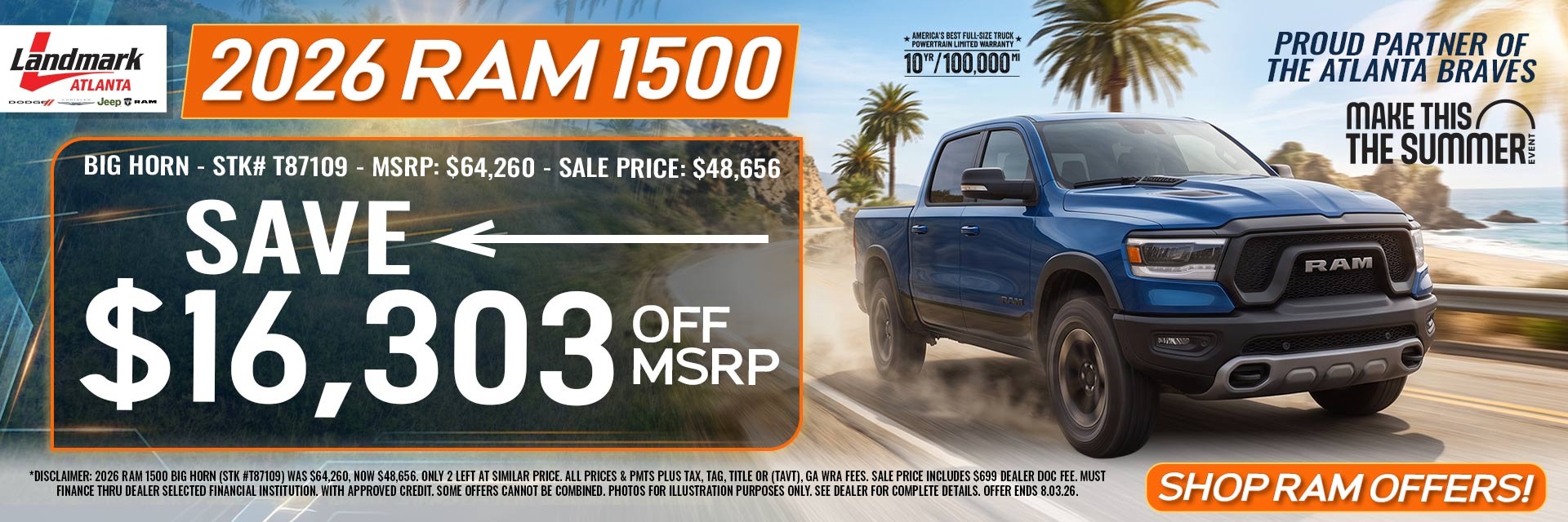 2026 Ram 1500 Big Horn - Save $16,303 Off MSRP