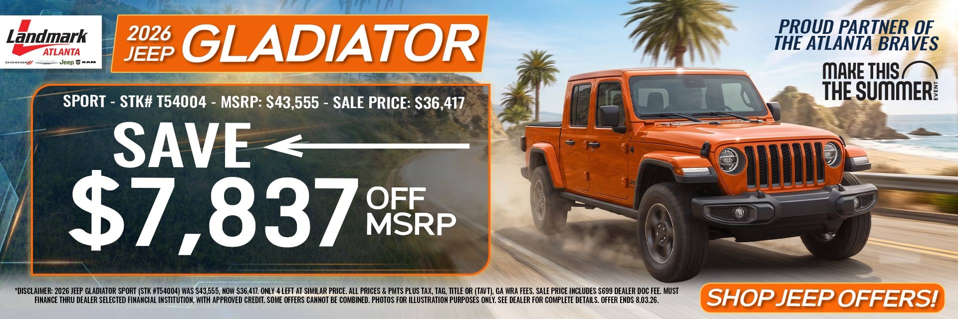 2026 Jeep Gladiator - Save $7,837 Off MSRP