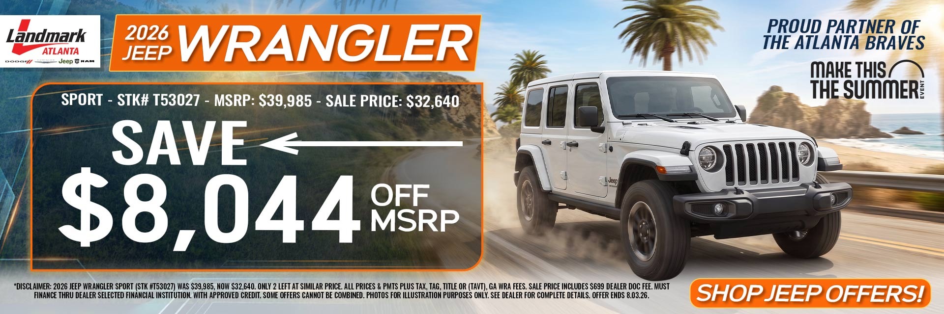 2026 Jeep Wrangler Sport - Save $8,044 Off MSRP