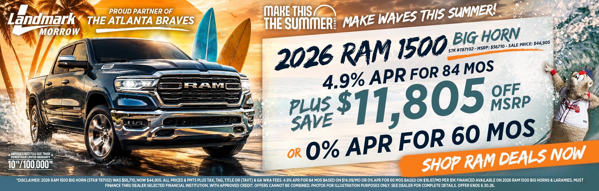 2026 Ram 1500 Big Horn - Save $11,805 Off MSRP + 4.9% APR For 84 MOs OR 0% APR For 60 MOs
