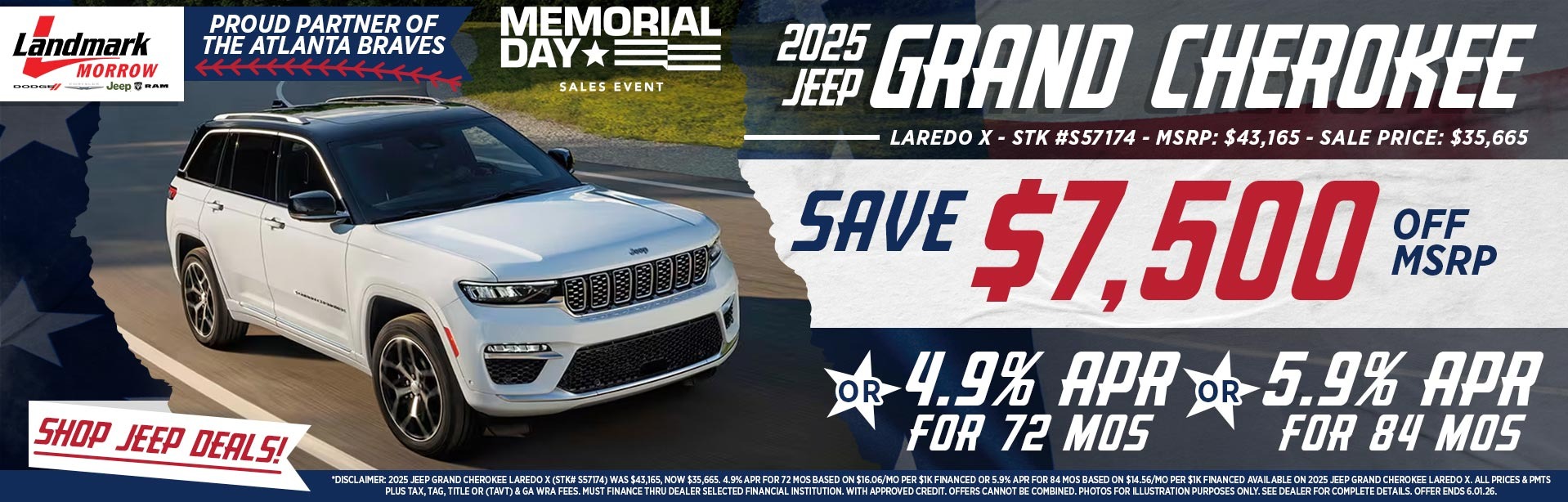 2025 Jeep Grand Cherokee - Save $7,500 Off MSRP OR 4.9% APR For 72 MOs OR 5.9% APR For 84 MOs
