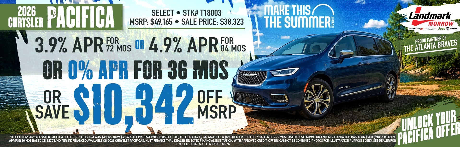 2026 Chrysler Pacifica - Save $10,342 Off MSRP OR 0% APR For 36 MOs OR 3.9% APR For 72 MOs OR 4.9% APR For 84 MOs