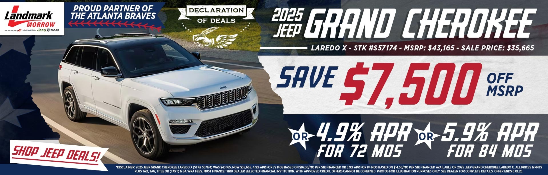2025 Jeep Grand Cherokee - Save $7,500 Off MSRP OR 4.9% APR For 72 MOs OR 5.9% APR For 84 MOs