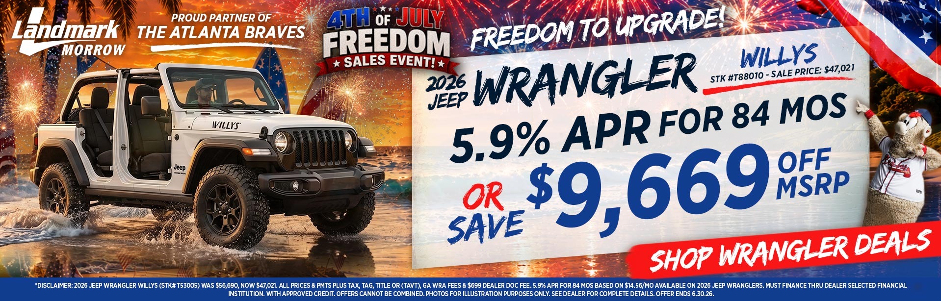 2026 Jeep Wrangler - Save $9,669 Off MSRP OR 5.9% APR For 84 MOs