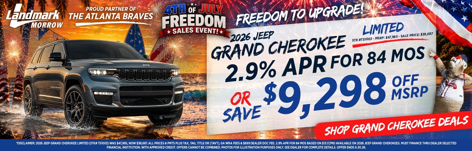 2026 Jeep Grand Cherokee - Save $9,298 Off MSRP OR 2.9% APR For 84 MOs