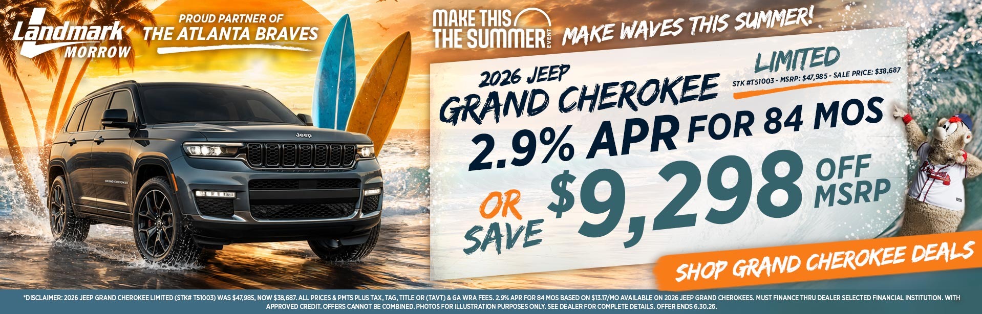 2026 Jeep Grand Cherokee - Save $9,298 Off MSRP OR 2.9% APR For 84 MOs