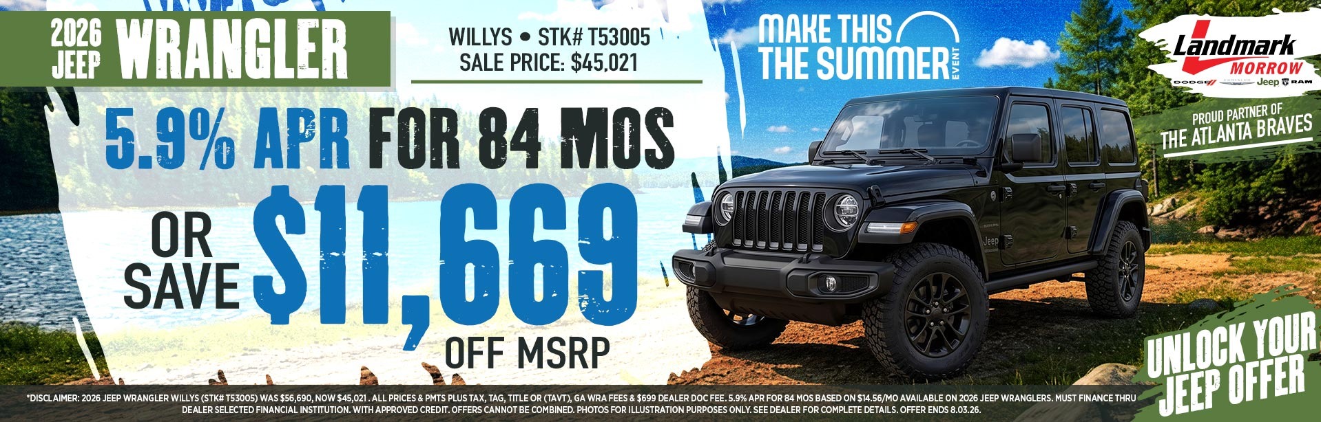 2026 Jeep Wrangler - Save $11,669 Off MSRP OR 5.9% APR For 84 MOs