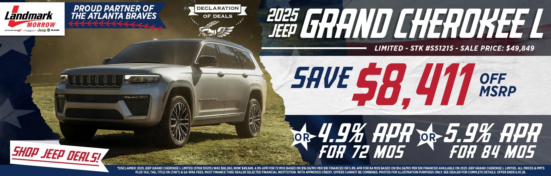 2025 Jeep Grand Cherokee L Limited - Save $8,411 Off MSRP OR 4.9% APR For 72 MOs OR 5.9% APR For 84 MOs