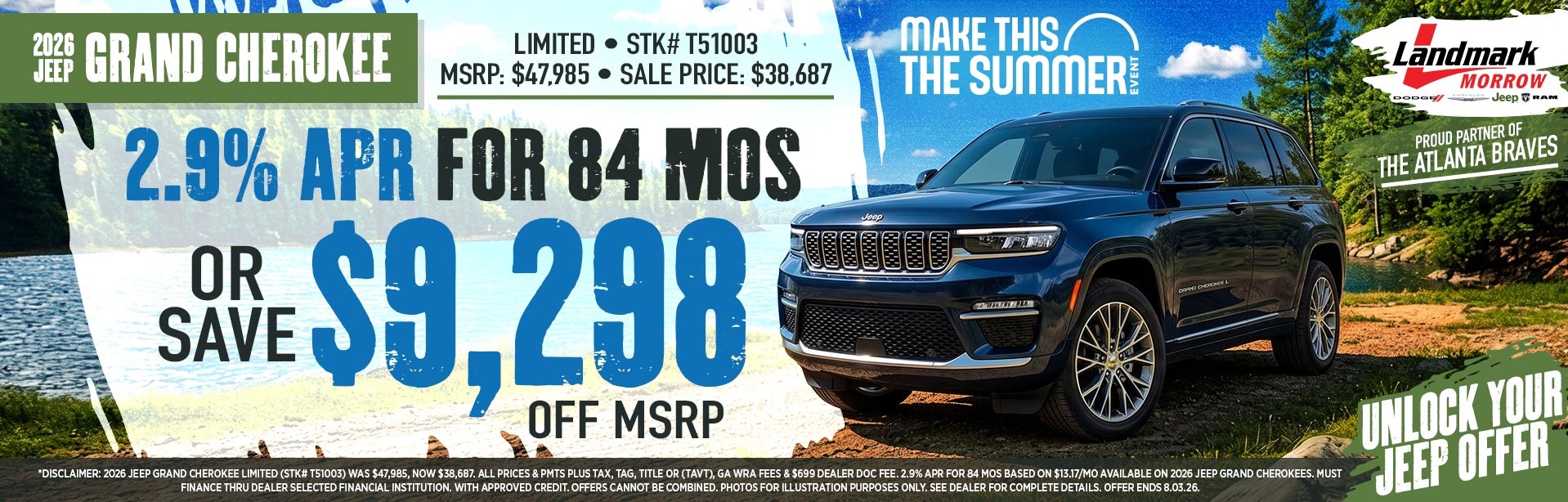 2026 Jeep Grand Cherokee - Save $9,298 Off MSRP OR 2.9% APR For 84 MOs