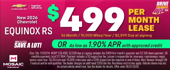 Special offer on 2026 Chevrolet Equinox 2026 Chevrolet EQUINOX RS