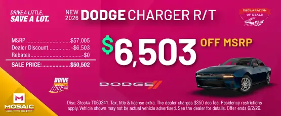 Special offer on 2026 Dodge Charger 2026 DODGE CHARGER R/T