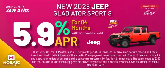 Special offer on 2026 Jeep Gladiator 2026 JEEP GLADIATOR SPORT S