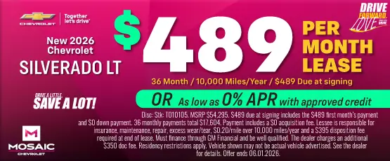 Special offer on 2026 Chevrolet Silverado 1500 2026 Chevrolet SILVERADO LT